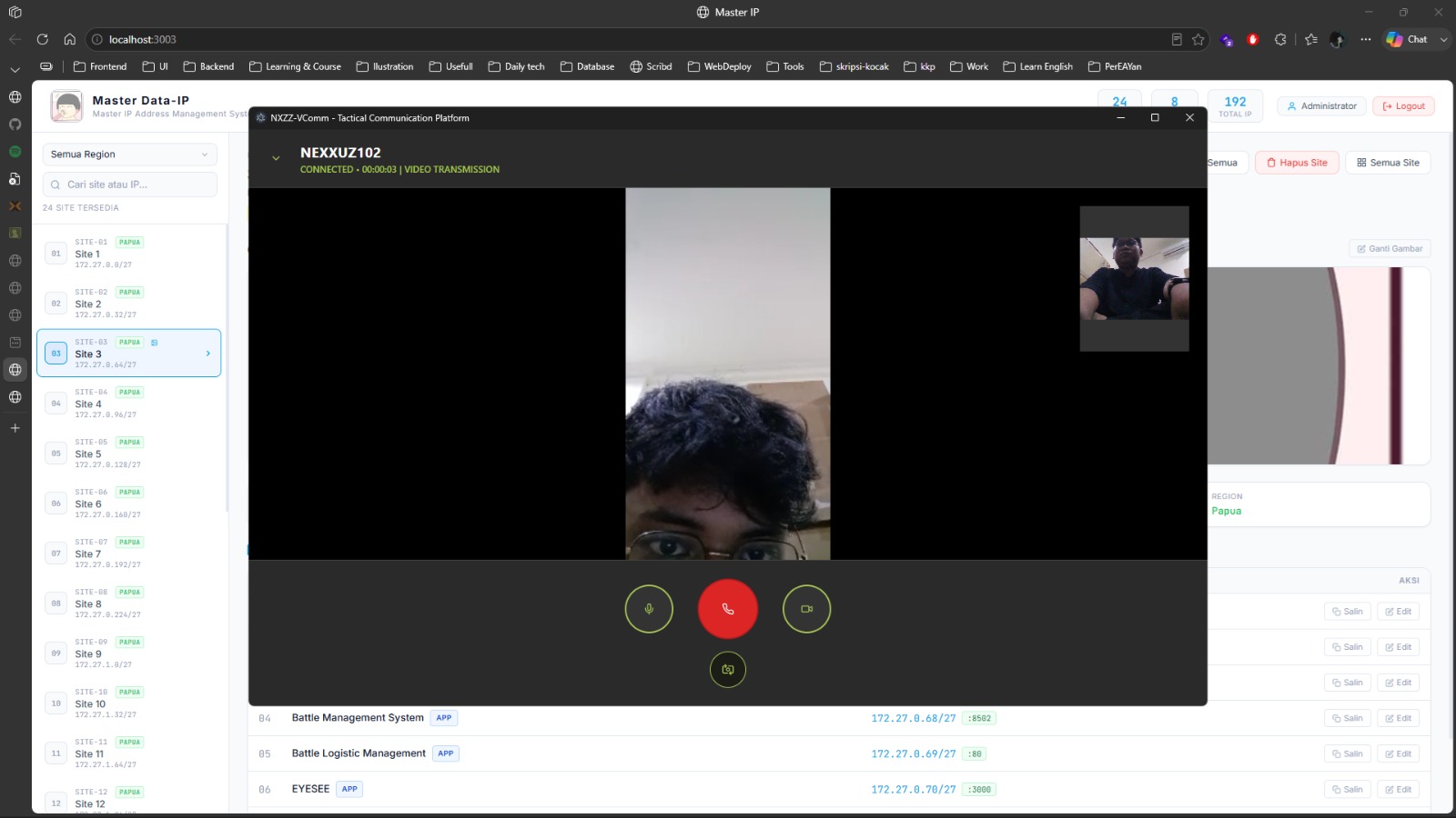 VCOMM web — tactical communication platform with live video call